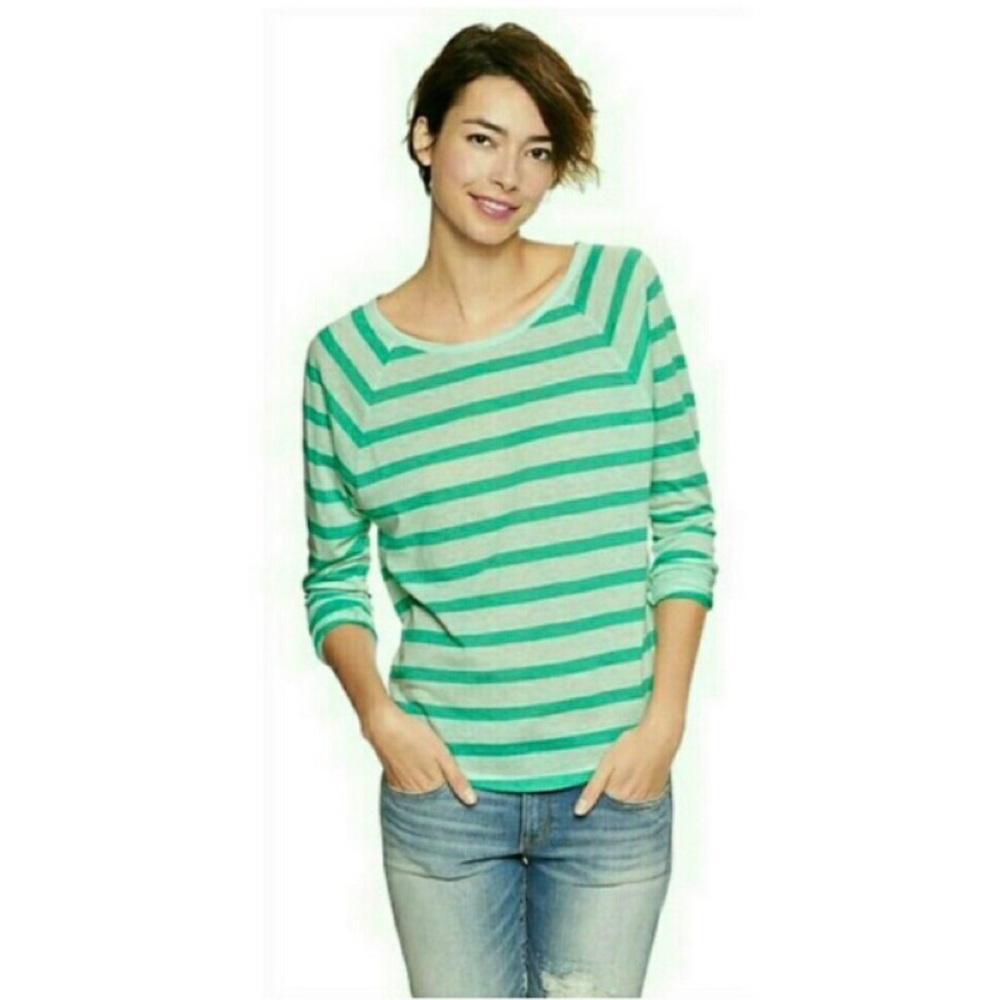 🎆 GAP Green Striped Top Small